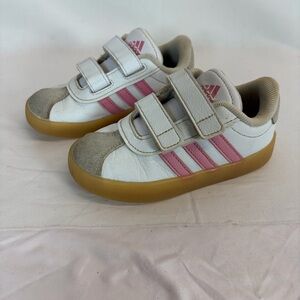 Adidas Toddler Sneakers Size 9K White Pink Velcro Shoes